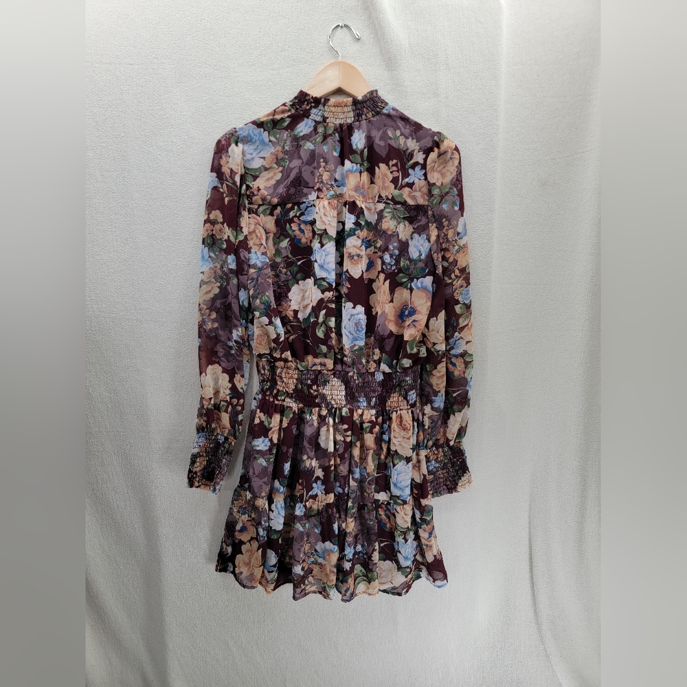HALOGEN Floral long Sleeves Lined Multi Color Dress Size- Small - Picture 2 of 8